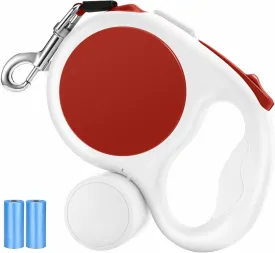 Retractable Dog Leash, 16 ft Lightweight, with Waste Bag Dispenser, Tangle-Free, for Dogs up to 110 lbs,Cinnabar Red