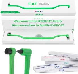 RYERCAT Dual-Sided Cat Toothbrush  Gentle Care for Your Kittens Smile! Micro Head for Easy Cleaning & Healthy (Shamrock)
