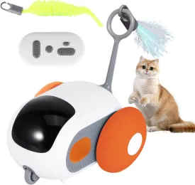 S SUNSBELL Interactive Cat Toy, Remote Control Electric Cats Toys with 2-Mode & Motion Sensor, Automatic Cats Self-Happiness Toy with Smart Irregular Movement for Indoor Adult Cat (Orange)