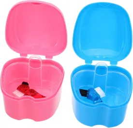 SAFIGLE Pack Care Kit Brush Storage Box Stylish Apple Shape Keep Dentures Clean Protected