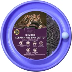 Scratch and Spin Cat Scratcher Pad with Interactive Spinning Ball for Active Play (Blue)