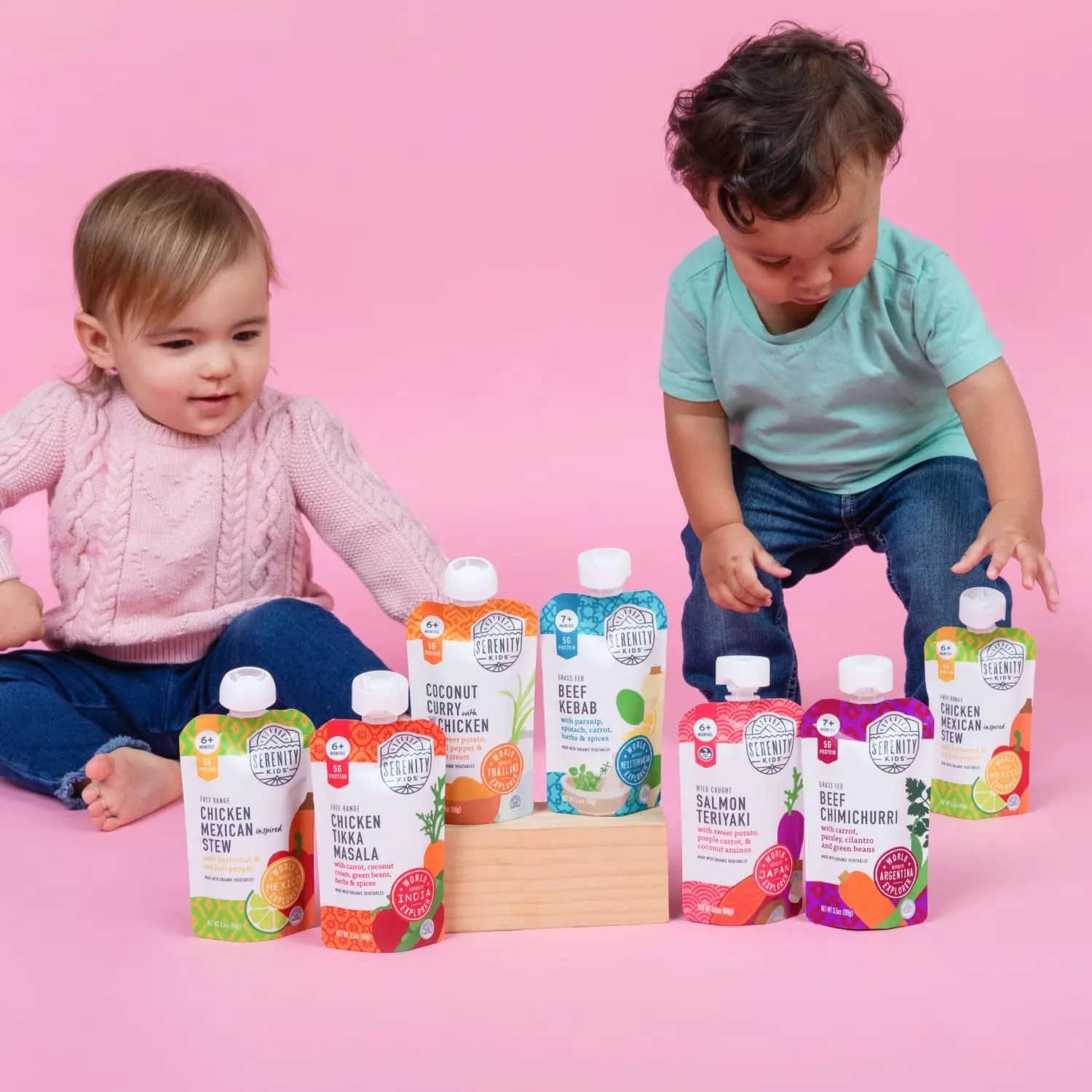 Serenity Kids 6  Months World Explorers Chicken Tikka Masala Baby Food Pouches - Puree with Ethically Sourced Meats & Organic Veggies - 3.5 Ounce BPA-Free - 12 Count