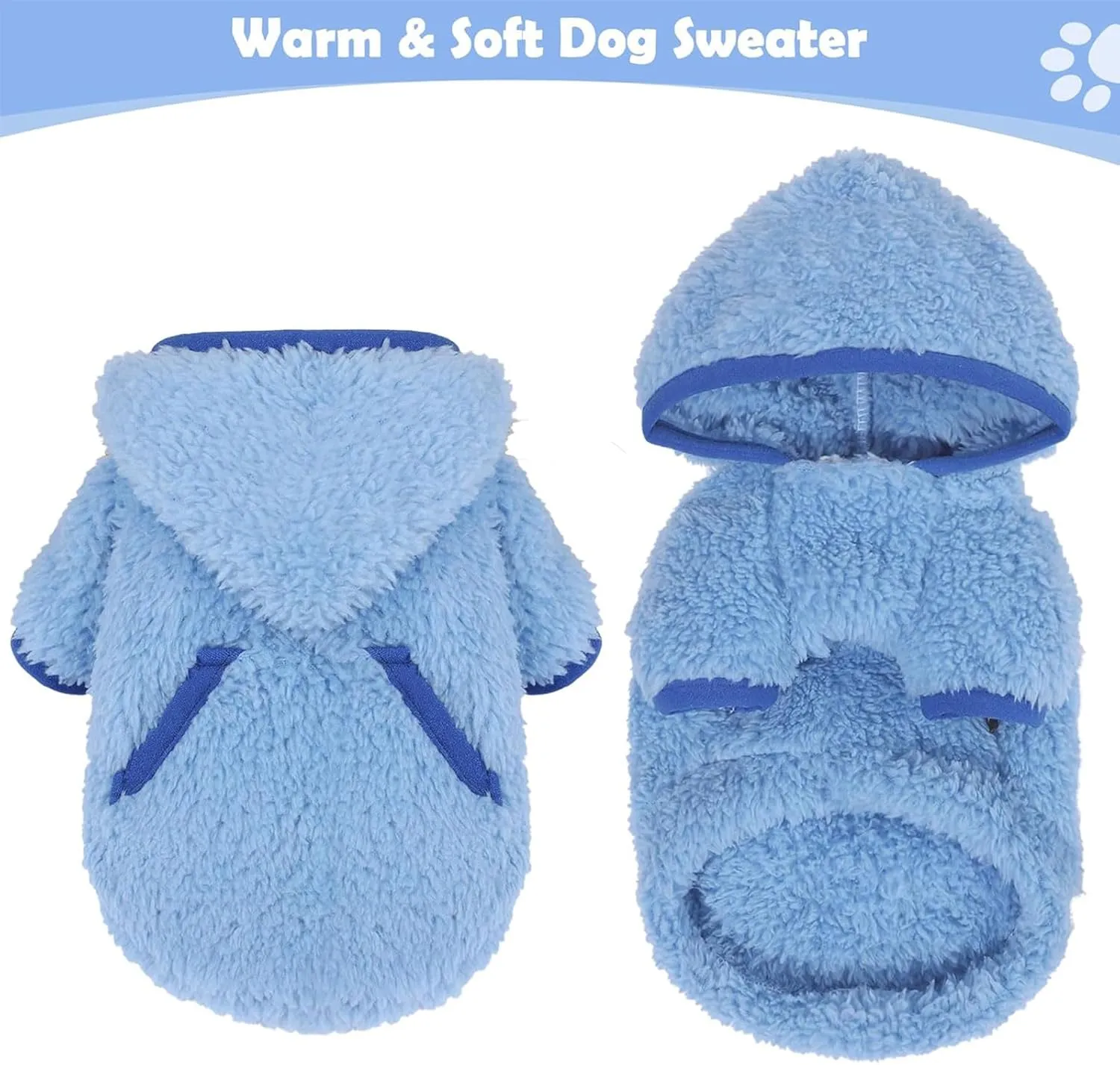 Small Dog Sweater Fleece Dog Hoodie Small Dogs Girl Boy Winter Warm Puppy Clothes Chihuahua Teacup Yorkie Soft Stretchy Tiny Outfits Cat Sweater Pet Clothing, Blue, XXS