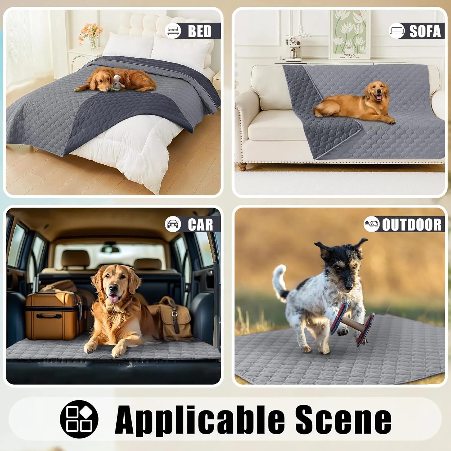 Smiry Waterproof Dog Bed Cover Blanket, Soft Reversible Pet Blanket, Washable Leakproof Cats Dogs Couch Cover for Sofa, Couch, Furniture (30x70 Inch, Grey/Dark Grey)