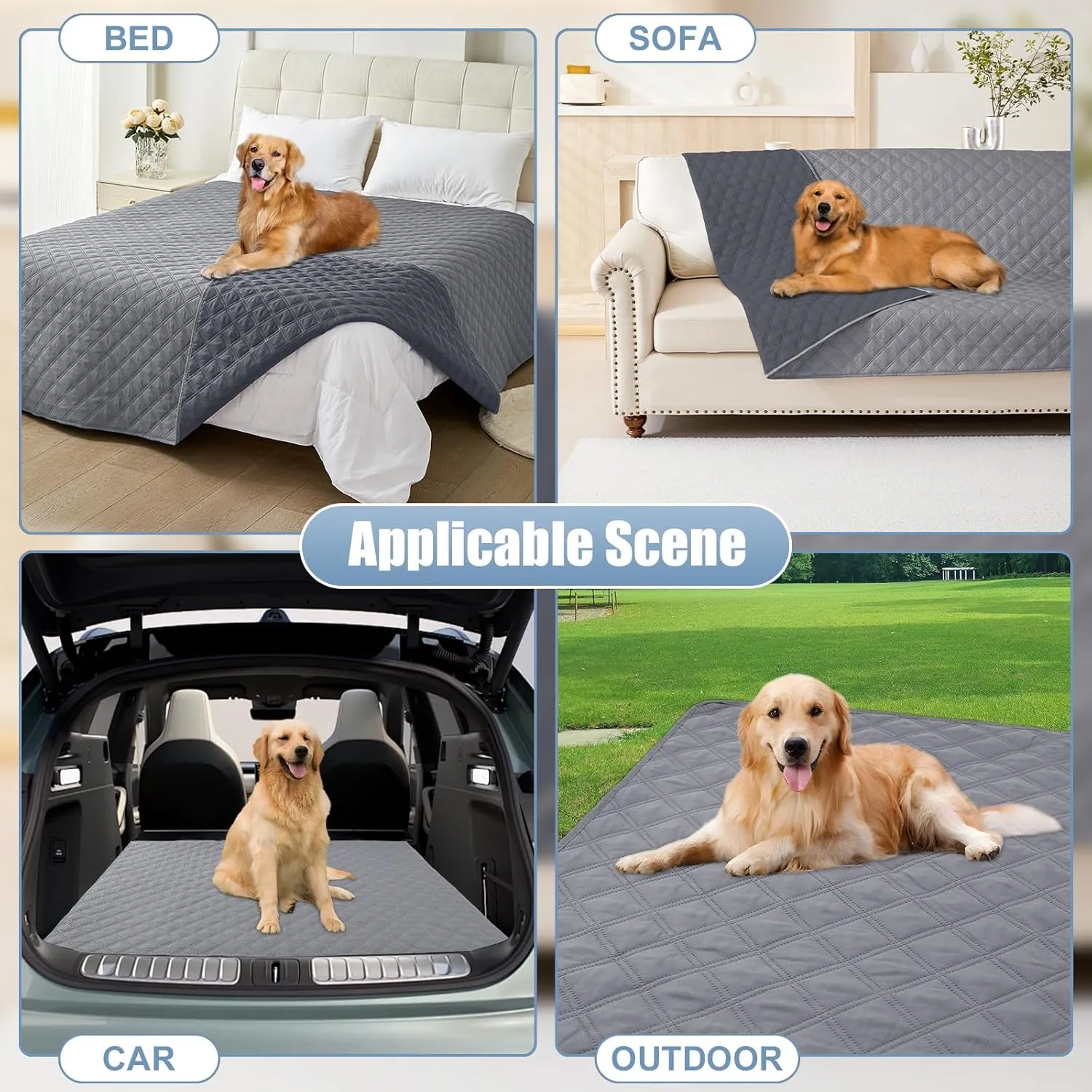 Smiry Waterproof Dog Blanket, Reversible Dog Bed Cover Pet Blanket, Soft Pet Couch Covers for Sofa Washable, Bed Couch Sofa Furniture Protector for Puppy Cat Kids (30"x70", Grey/Dark Grey)