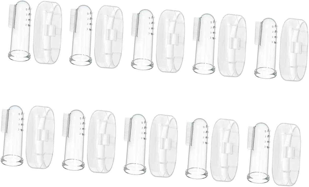 SOIMISS 10 Sets Finger Toothbrush Covers Teething Brush for Boys and Girls Baby Oral Massager Toddler Finger Toothbrush Set