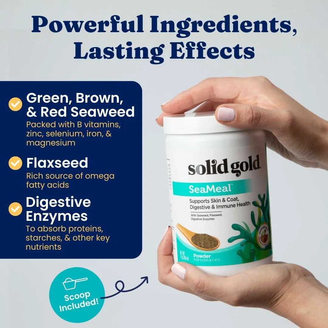 Solid Gold Dog & Cat Vitamin Supplements - Kelp Powder, Omega 3, Vitamins, Digestive Enzymes, Immune Support - 1 LB