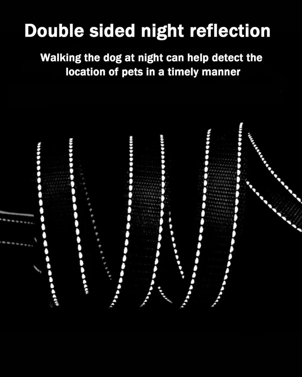 Solmoony 4FT Black Strong Dog Leash with 2 Padded Handles, Traffic Handle Extra Control, Double-Sided Reflective Walking Lead for Small Medium and Large Dogs(Black, 4FT)