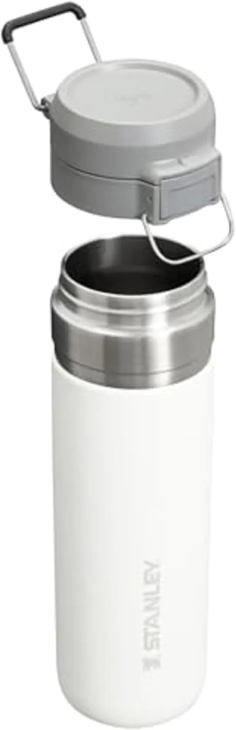Stanley Quick Flip GO Water Bottle 24 oz | Push Button Lid | Leakproof and Packable for Travel and Sports | Insulated Stainless Steel | BPA-Free | Polar
