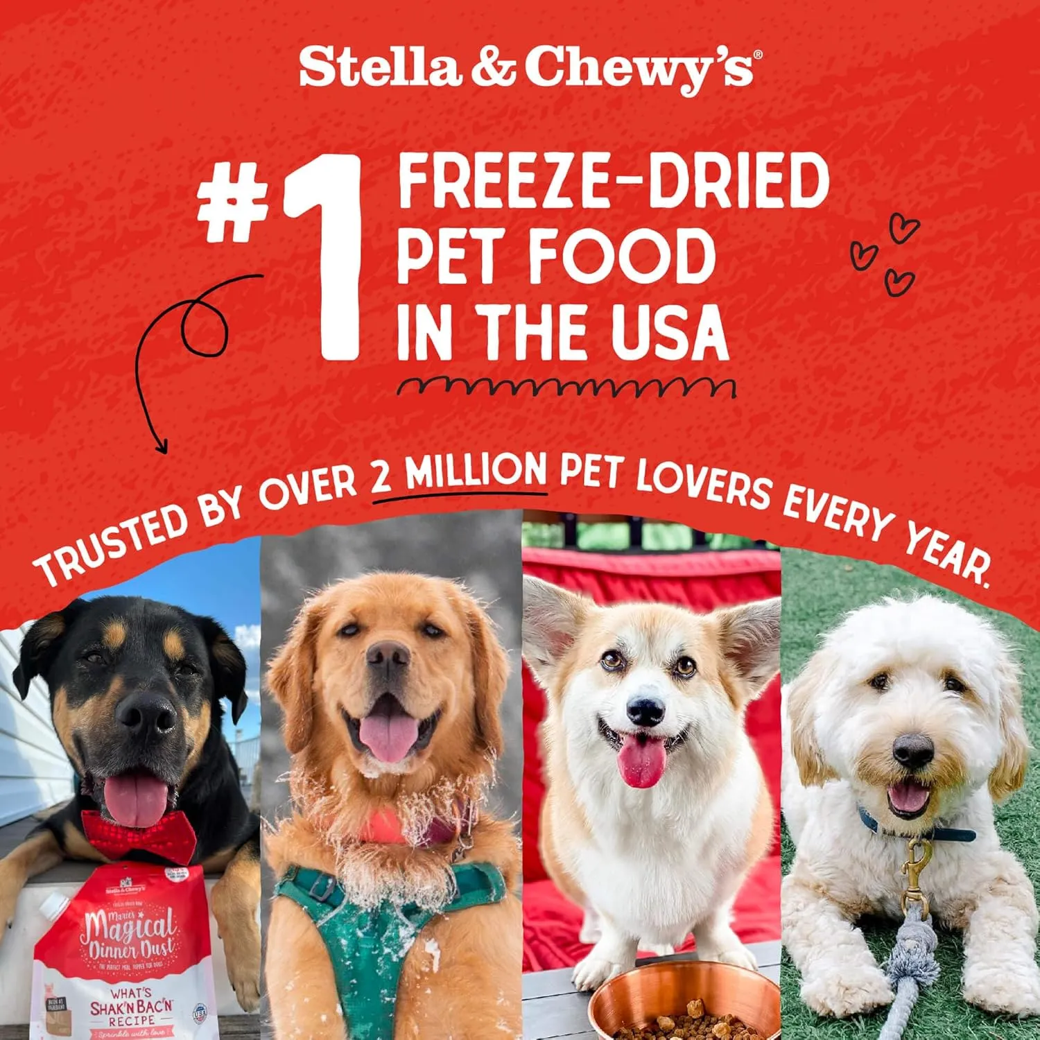 Stella & Chewy's Freeze-Dried Raw Chicken Meal Mixers- Dog Food Topper and Mixer - Made with 95% Cage-Free Chicken, Organs & Bone - Perfect for Picky Eaters - Grain-Free - 18oz