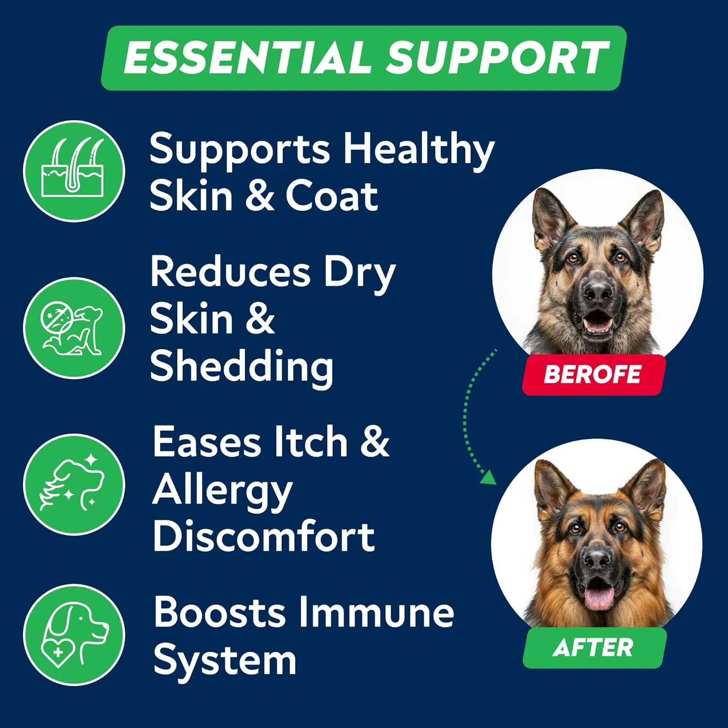 STRELLALAB Omega 3 for Dogs - (180Ct) Fish Oil Treats - Allergy & Itch Relief Skin & Coat Supplement - Dry Itchy Skin, Anti Shedding & Hot Spots Treatment - Pet Salmon Oil Chews - Chicken Flavor