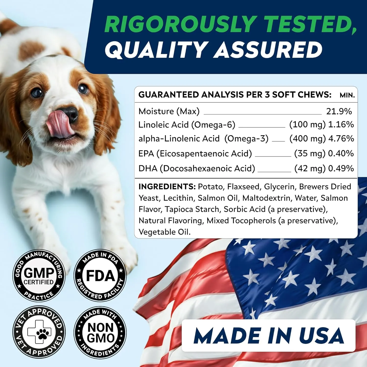 STRELLALAB Omega 3 for Dogs - (180Ct) Fish Oil Treats - Allergy & Itch Relief Skin & Coat Supplement - Dry Itchy Skin, Anti Shedding & Hot Spots Treatment - Pet Salmon Oil Chews - Chicken Flavor