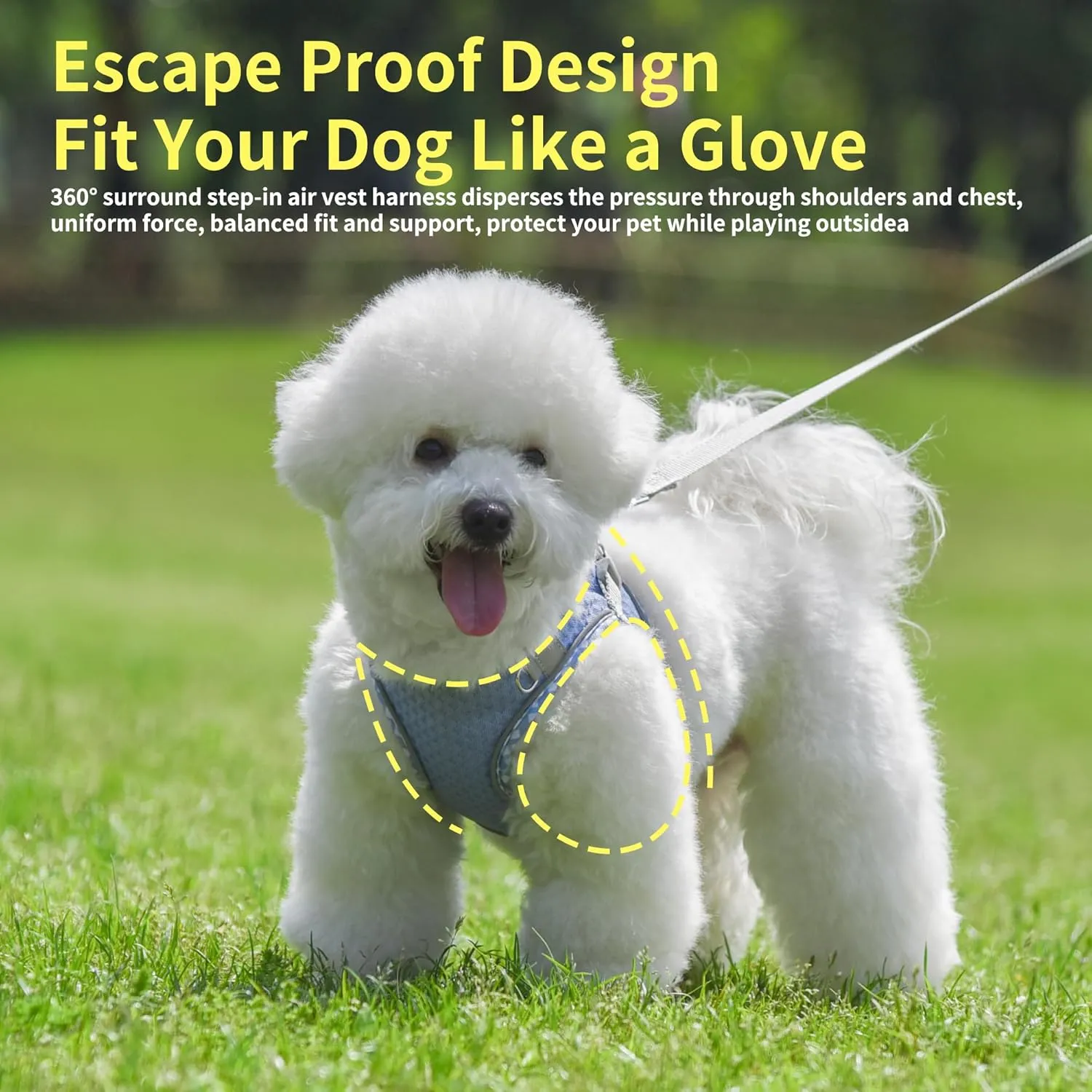 Tiny Dog Harness, All Weather Diamond Mesh, Reflective Stripes, No Pull Step in Lightweight Vest Harness for Puppy, Small Dogs and Cats Lavender XXXS