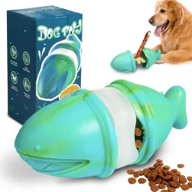 Treat Dispensing Dog Toy and Bully Stick Holder 2 in 1, Adjustable Indestructible Dog Feeder Chew Toy for Medium Large Breed, Interactive IQ Training, Slow Food Dispenser