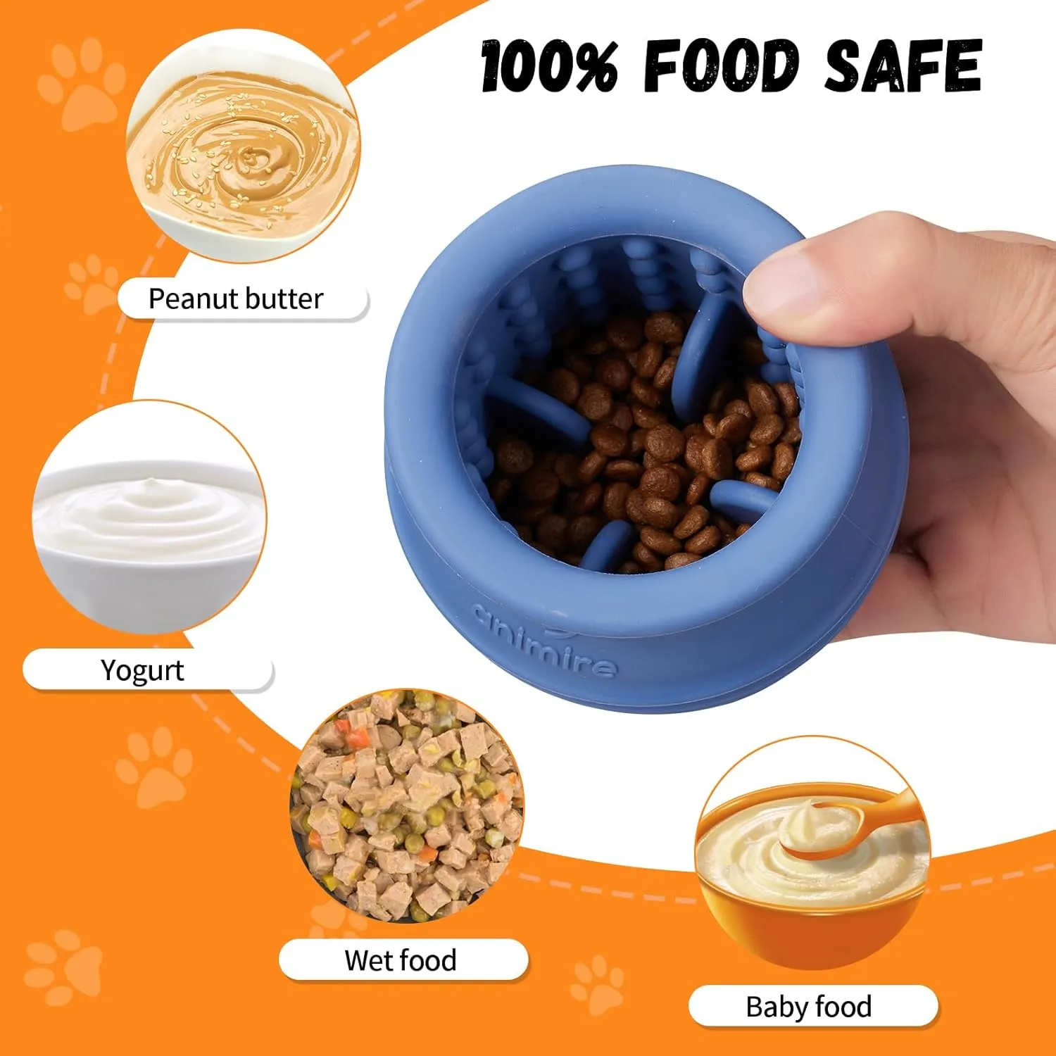 Treat Dispensing Dog Toy, Long-Lasting Interactive Puzzle Toys for Dogs, Stuffable Dog Enrichment Frozen Lick Treat Toy for Boredom, BPA Free Silicone Fetch Catch Chew Toy (Dark Blue,S)