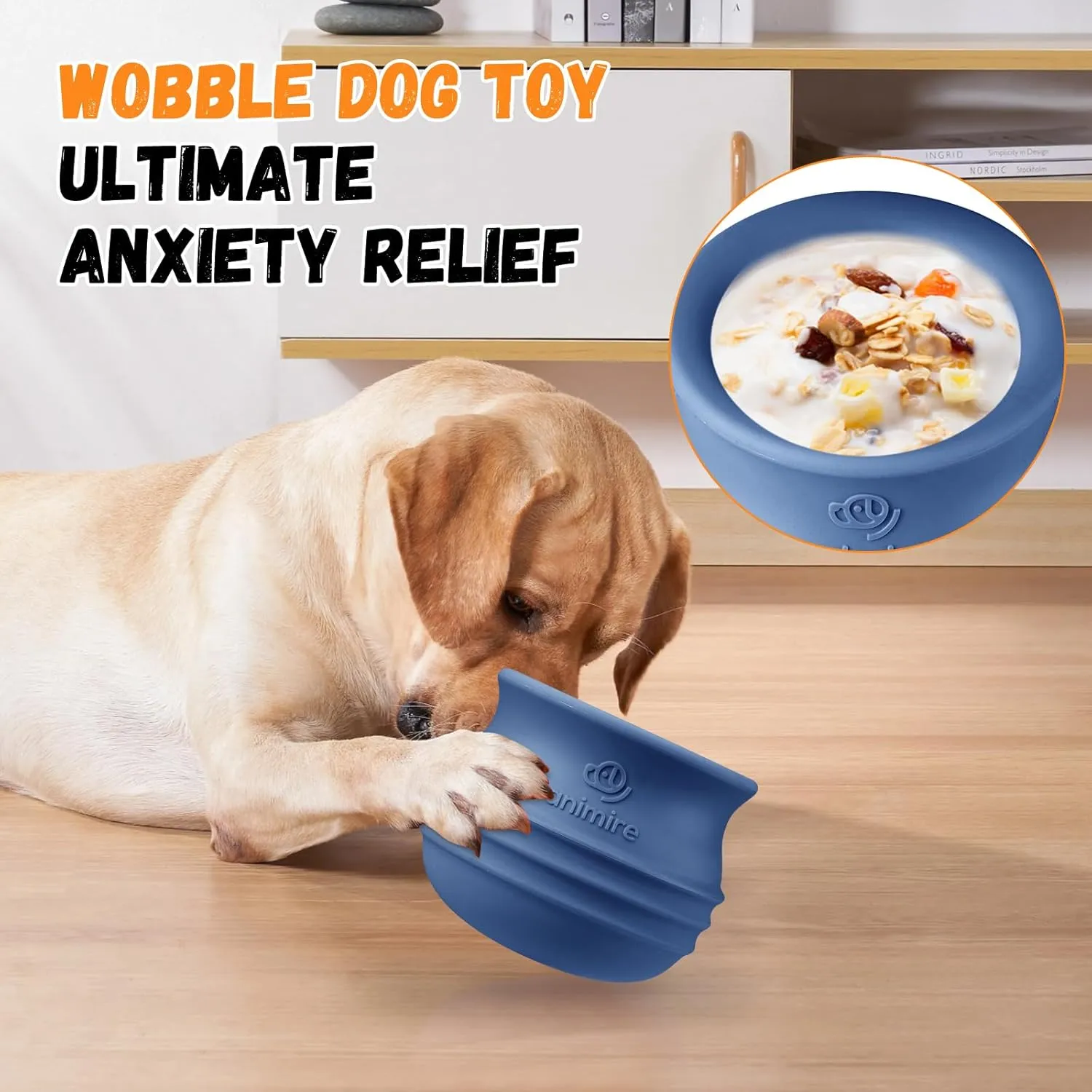 Treat Dispensing Dog Toy, Long-Lasting Interactive Puzzle Toys for Dogs, Stuffable Dog Enrichment Frozen Lick Treat Toy for Boredom, BPA Free Silicone Fetch Catch Chew Toy (Dark Blue,S)