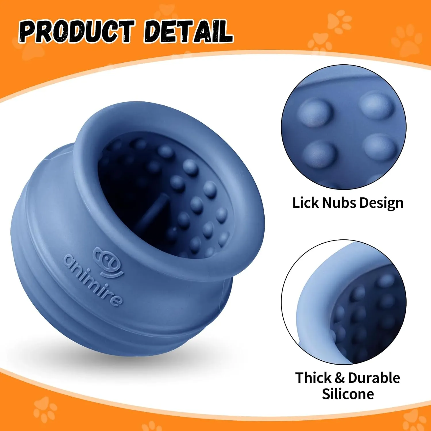 Treat Dispensing Dog Toy, Long-Lasting Interactive Puzzle Toys for Dogs, Stuffable Dog Enrichment Frozen Lick Treat Toy for Boredom, BPA Free Silicone Fetch Catch Chew Toy (Dark Blue,S)