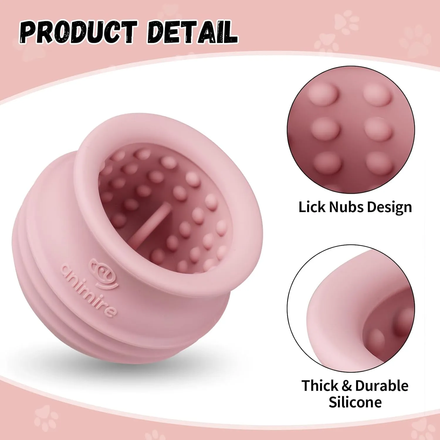 Treat Dispensing Dog Toy, Long-Lasting Interactive Puzzle Toys for Dogs, Stuffable Dog Enrichment Frozen Lick Treat Toy for Boredom, BPA Free Silicone Fetch Catch Chew Toy (Pink,M)