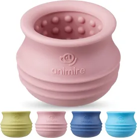 Treat Dispensing Dog Toy, Long-Lasting Interactive Puzzle Toys for Dogs, Stuffable Dog Enrichment Frozen Lick Treat Toy for Boredom, BPA Free Silicone Fetch Catch Chew Toy (Pink,M)