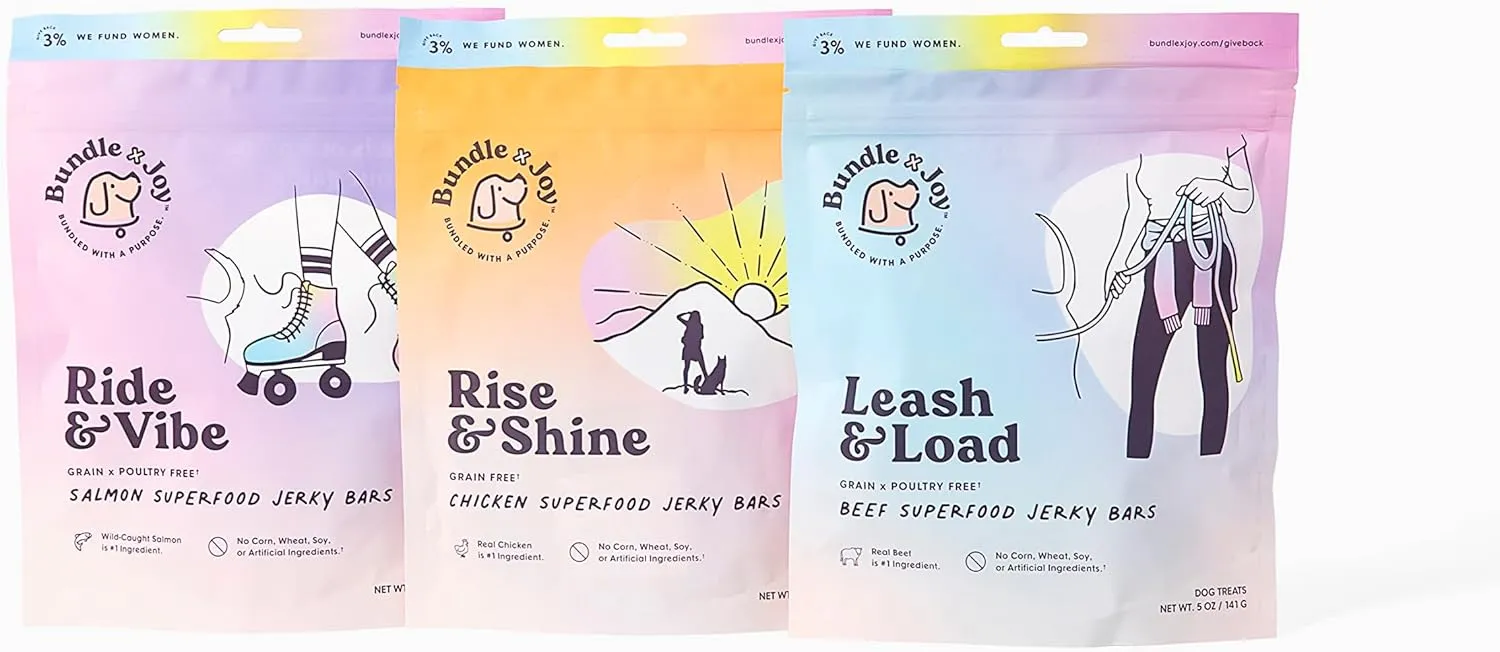 Treats Jerky Snack Bars, Variety 3-16 oz Bags, Puppy & Dog Training, Natural Superfood Grain Free, Real Salmon, Chicken, Beef, Superfoods, Corn & Soy Free