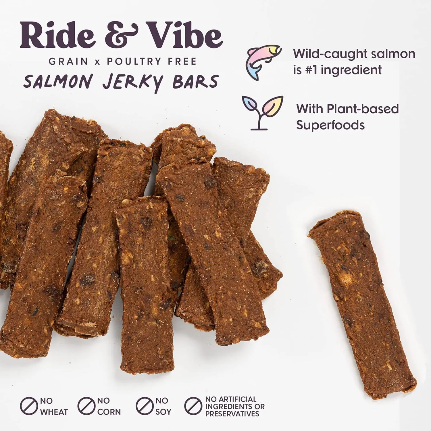 Treats Jerky Snack Bars, Variety 3-16 oz Bags, Puppy & Dog Training, Natural Superfood Grain Free, Real Salmon, Chicken, Beef, Superfoods, Corn & Soy Free