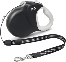 Twoear 30FT Retractable Dog Leash for Medium & Large Dogs up to 110 LBS - Heavy Duty Tangle-Free Long Leash with One-Hand Brake, Anti-Slip Handle & Smooth Retraction - Black
