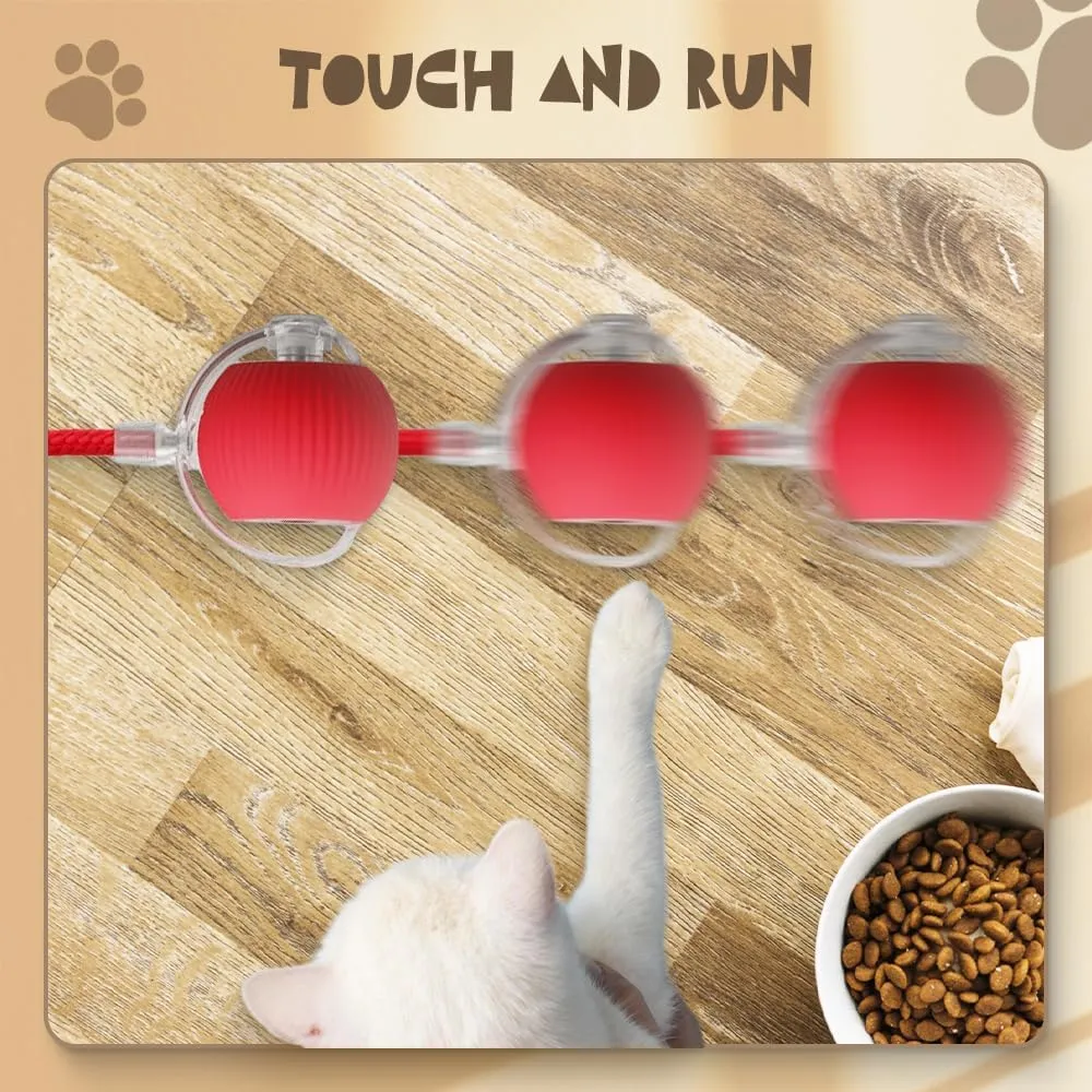 Upgraded Interactive Rolling Dog Ball - Self-Moving Automatic Cat Toy, 360 Smart Electric Pet Ball for Dogs and Cats (Red)