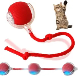 Upgraded Interactive Rolling Dog Ball - Self-Moving Automatic Cat Toy, 360 Smart Electric Pet Ball for Dogs and Cats (Red)