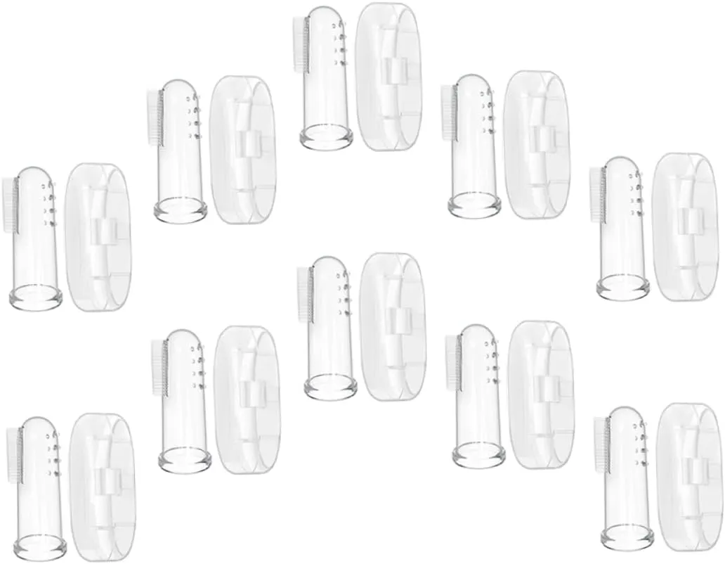 VALICLUD Silicone Finger Toothbrush Cover for Newborns 10 Sets Brush Set for Infants Brush with Oral Massager Safe for Baby