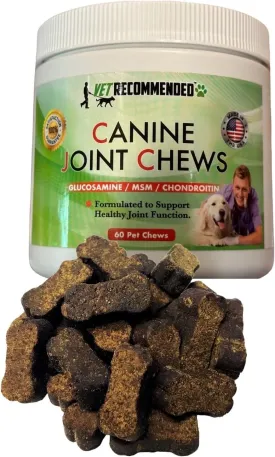 Vet Recommended Hip and Joint Supplement Chew for Small & Medium Dogs - Glucosamine, MSM & Chondroitin Chews | 60 Count