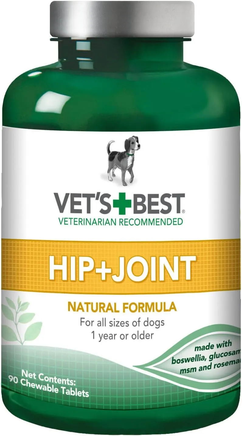 Vet's Best Advanced Hip & Joint Dog Supplements - Formulated with Glucosamine and Chondroitin to Support Dog Joint and Cartilage Health - 90 Chewable Tablets