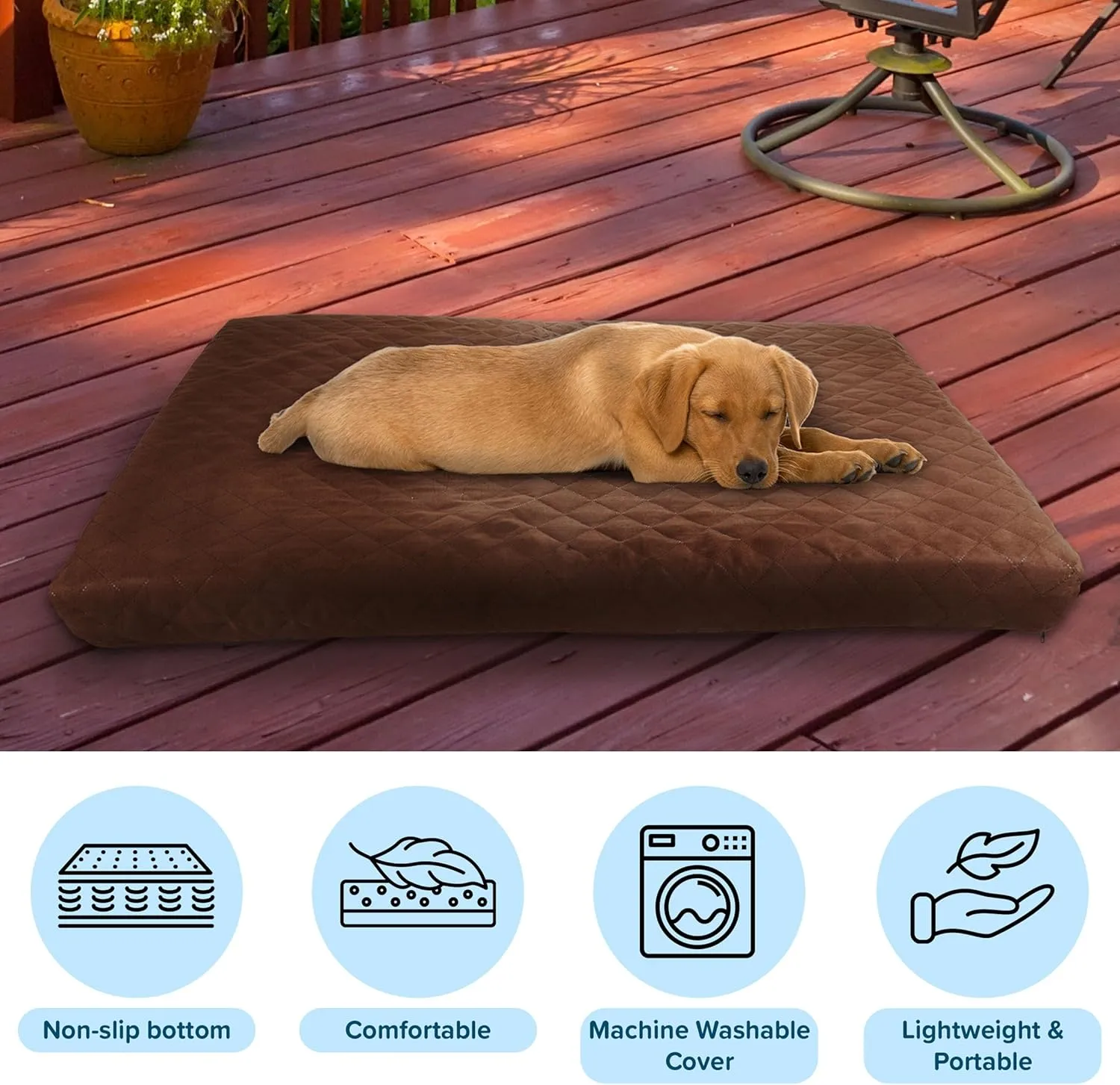 Water-Resistant Dog Bed - 2-Layer Memory Foam Dog Bed with Removable Washable Cover and Non-Slip Bottom