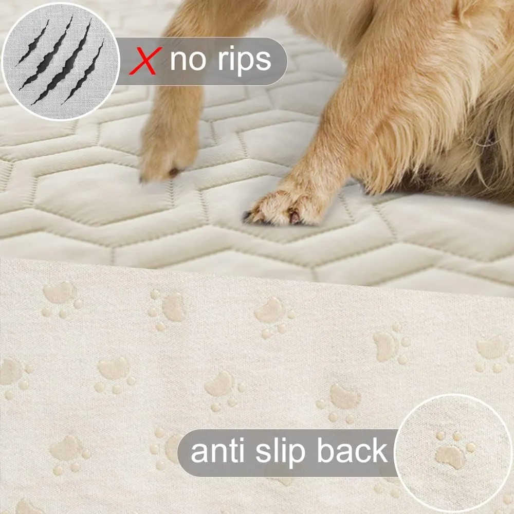 Waterproof and Anti-Slip Dog Bed Cover and Pet Blanket Sofa Pet Bed Mat car Incontinence Mattress Protectors Furniture Couch Cover for Most Cats Dogs, Pets52x82-Ivory