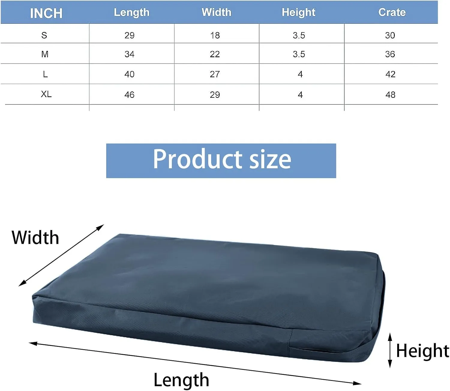 Waterproof Dog Bed Cover,Washable Removable Pet Dog Crate Pad Replacement Cover for 36 Inch Crate,Water Absorbable Pet Puppy Bed Covers for Dogs Cat,34Lx22Wx3.5H inch