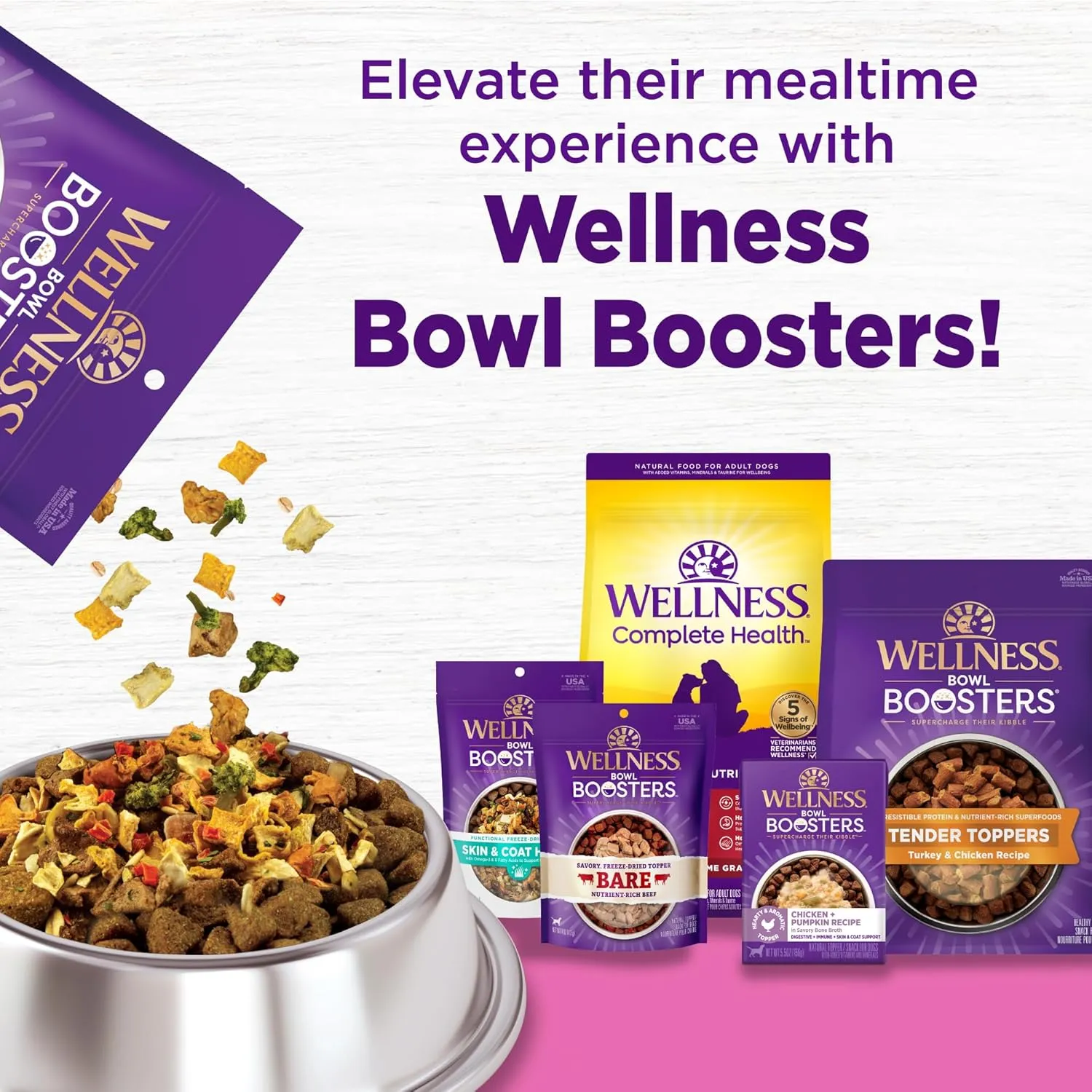 Wellness Complete Health Dry Dog Food for Small Dogs, Toy Breed, Wholesome Grains, Natural, Chicken, Brown Rice, & Peas Recipe, 4-Pound Bag)