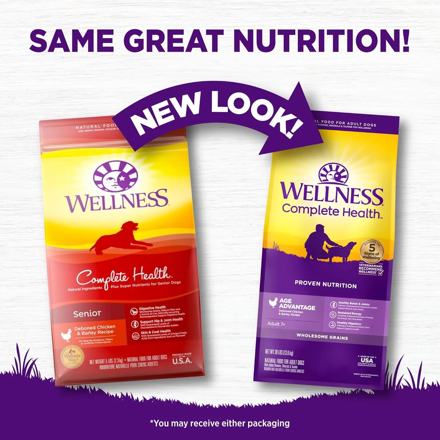 Wellness Complete Health Senior Dry Dog Food, Wholesome Grains, Natural, Age Advantage Chicken & Barley Recipe, (30-Pound Bag)