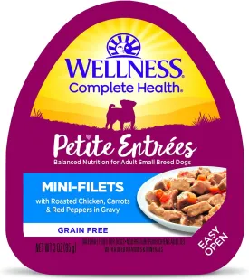 Wellness Petite Entrees Mini Fillets Grain Free Natural Wet Small Breed Dog Food, Roasted Chicken, Carrots & Red Peppers, 3-Ounce Cup (Pack of 24)