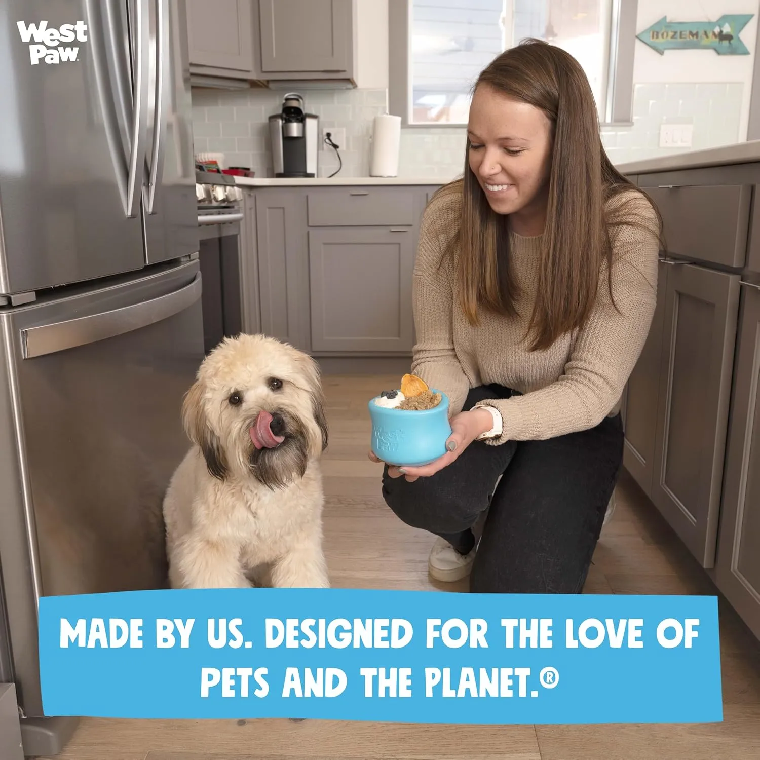 WEST PAW Zogoflex Limited Edition Toppl Treat Dispensing Dog Toy Puzzle  Interactive Chew Toys for Dogs  Dog Toy for Moderate Chewers, Fetch, Catch  Holds Kibble, Treats, Small 3", Periwinkle