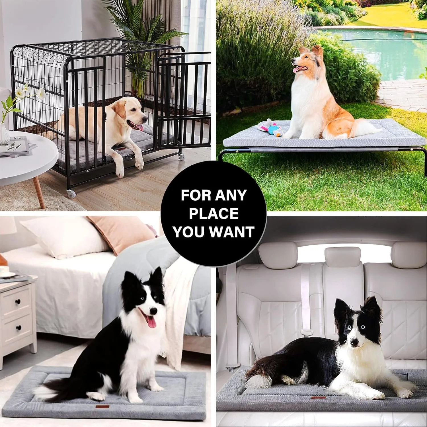 WESTERN HOME Dog Bed for Crate, Large Dog Crate Bed Washable Beds for Large Medium Dogs & Cats Dogs Cage Pad Mat Comfortable Anti-Slip Bottom Pet Beds Grey, 36 x 23 inch