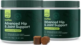 Wuffes Chewable Dog Hip & Joint Supplement - Glucosamine & Chondroitin Chews - Dog Joint Supplements & Vitamins - Extended Joint Care (Small&Medium Breeds (0-65 lbs), 120 Chews (Pack of 2))