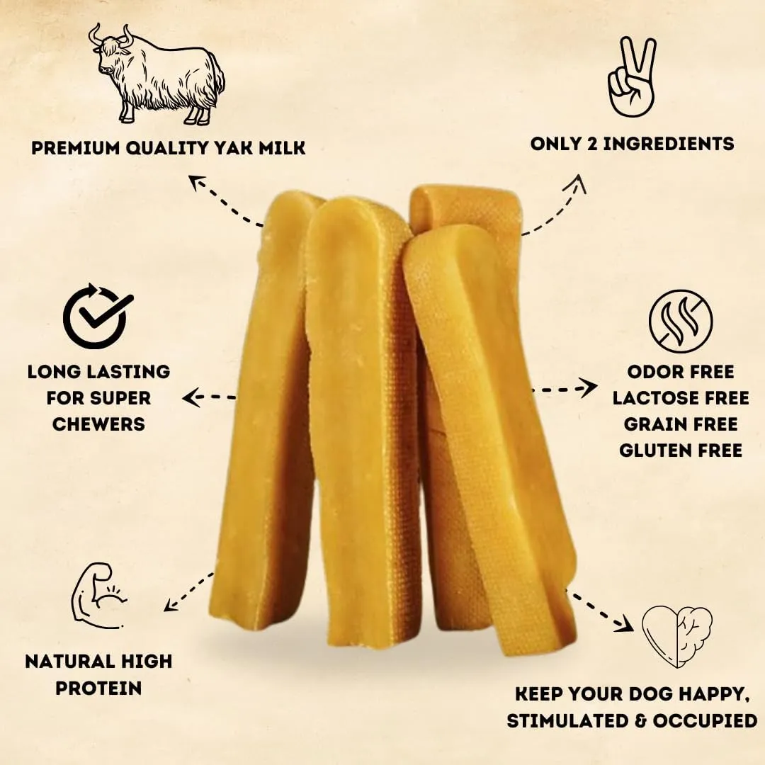 Yak Cheese Himalayan Dog Chews  Long-Lasting Natural Chews for Aggressive Chewers  2-Ingredient, High Protein, Odorless, Dental Health Treats for Dogs (Large, 4 Pack)