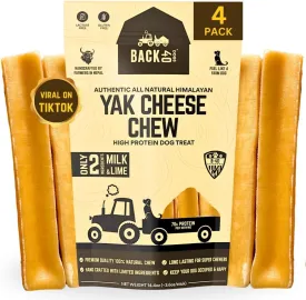 Yak Cheese Himalayan Dog Chews  Long-Lasting Natural Chews for Aggressive Chewers  2-Ingredient, High Protein, Odorless, Dental Health Treats for Dogs (Large, 4 Pack)