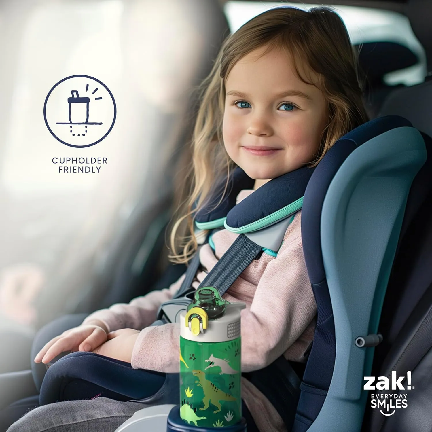 Zak Designs Disney Frozen Sage Kids Water Bottle For School or Travel, 16oz Durable Plastic Water Bottle With Straw, Handle, and Leak-Proof, Pop-Up Spout Cover (Anna, Elsa, Olaf)