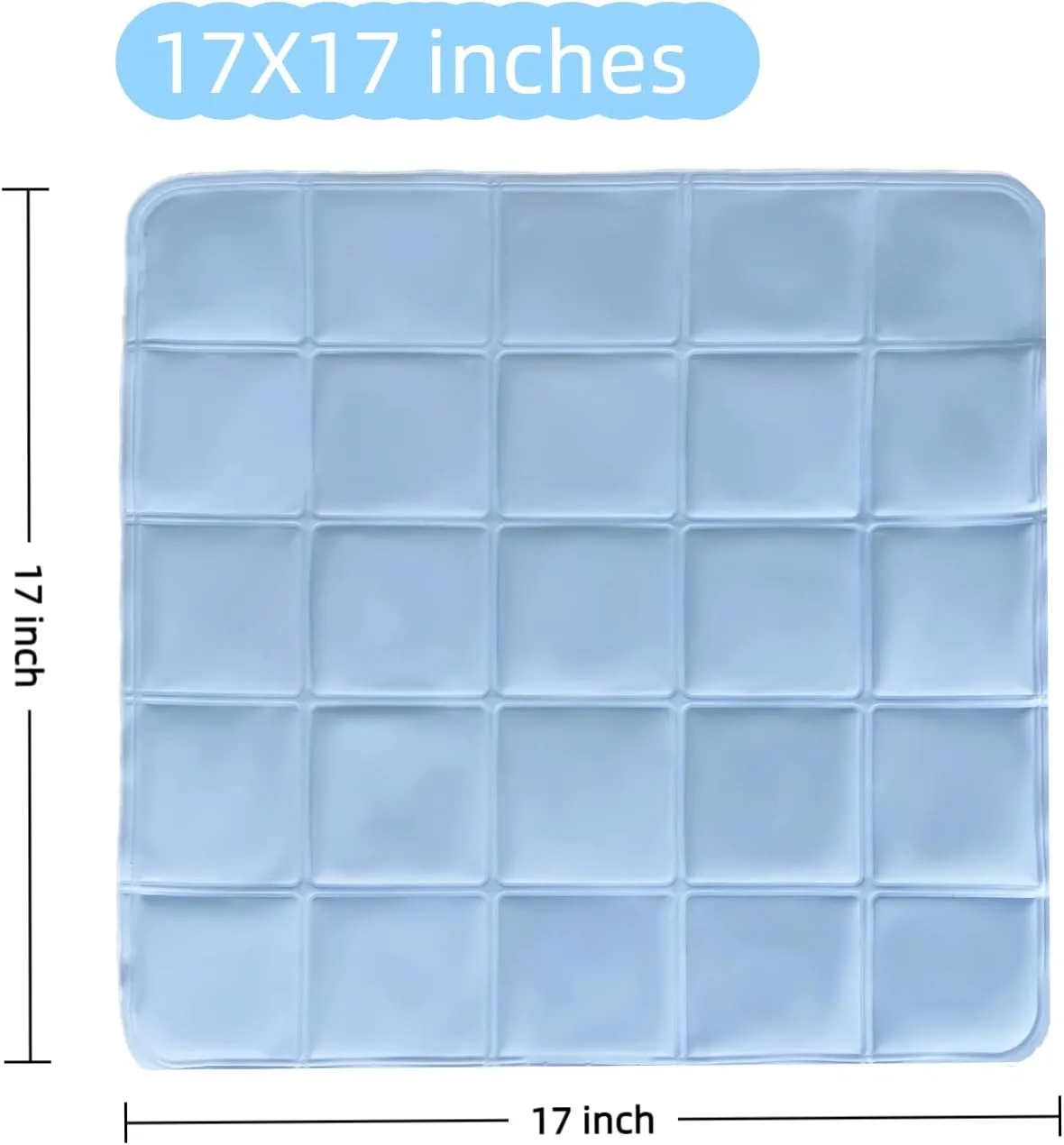 ZeQi Gel-Filled Cooling Mats for Cats Dogs Pets, Water-Proof Surface, Summer Dog Cool Mat, Cooling Cat Bed, Cool Mat, Ice Mat, Seat Cushion for Summer 17''x17''/45x45cm (Small, Solid)