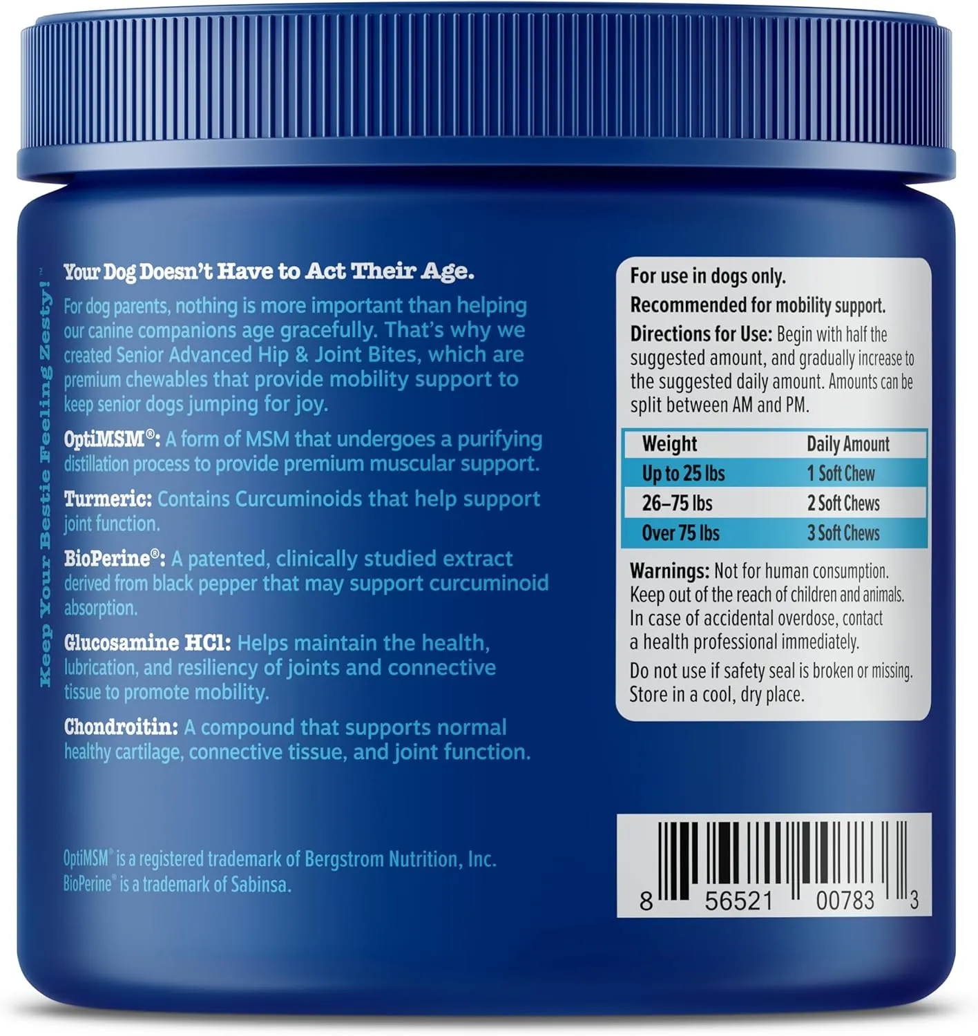 Zesty Paws Mobility Bites Joint Supplement for Dogs - Soft Chews with Glucosamine for Dogs, Chondroitin, & MSM   Vitamins C and E - Adv Chicken - 90 Count