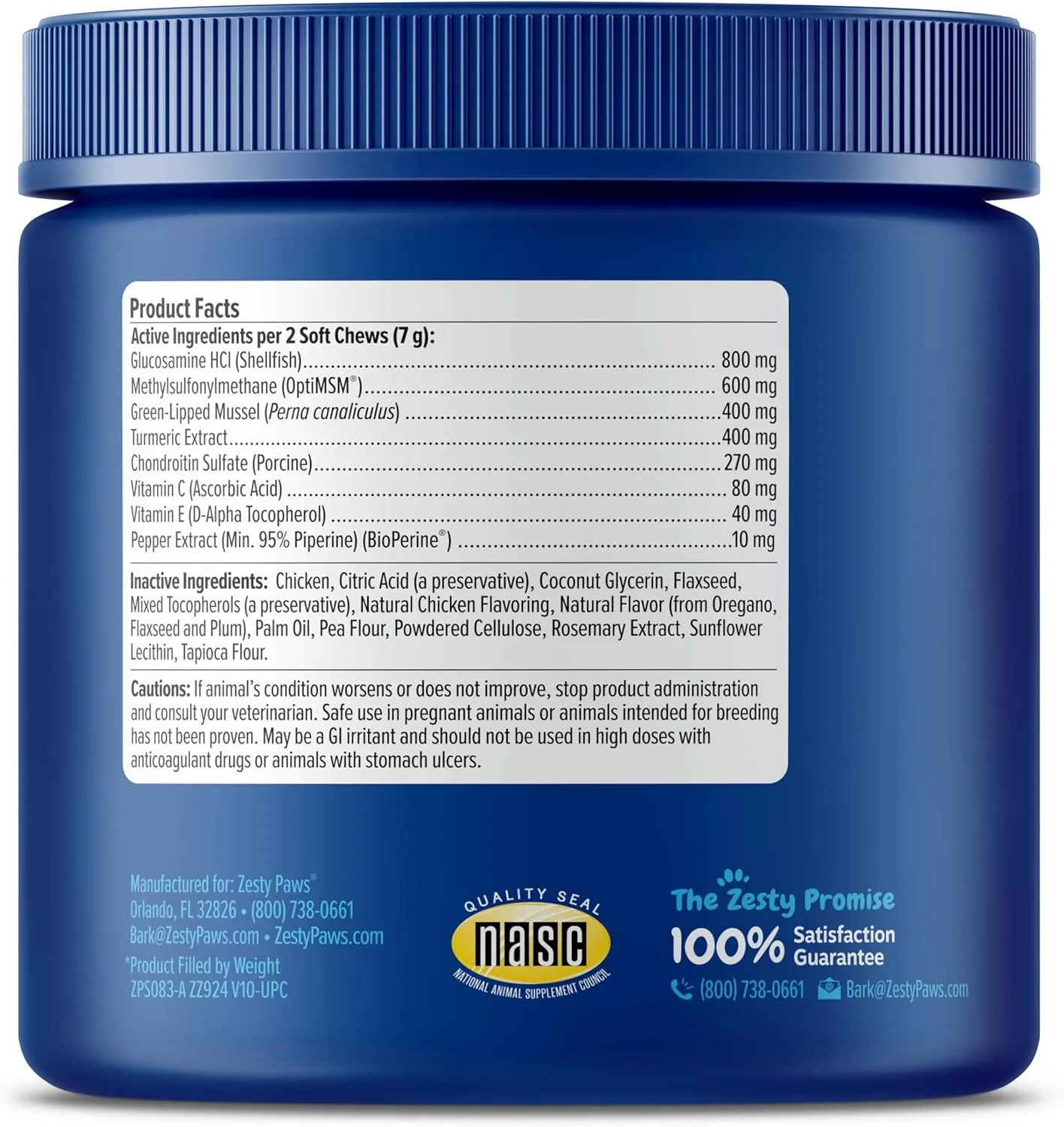 Zesty Paws Mobility Bites Joint Supplement for Dogs - Soft Chews with Glucosamine for Dogs, Chondroitin, & MSM   Vitamins C and E - Adv Chicken - 90 Count
