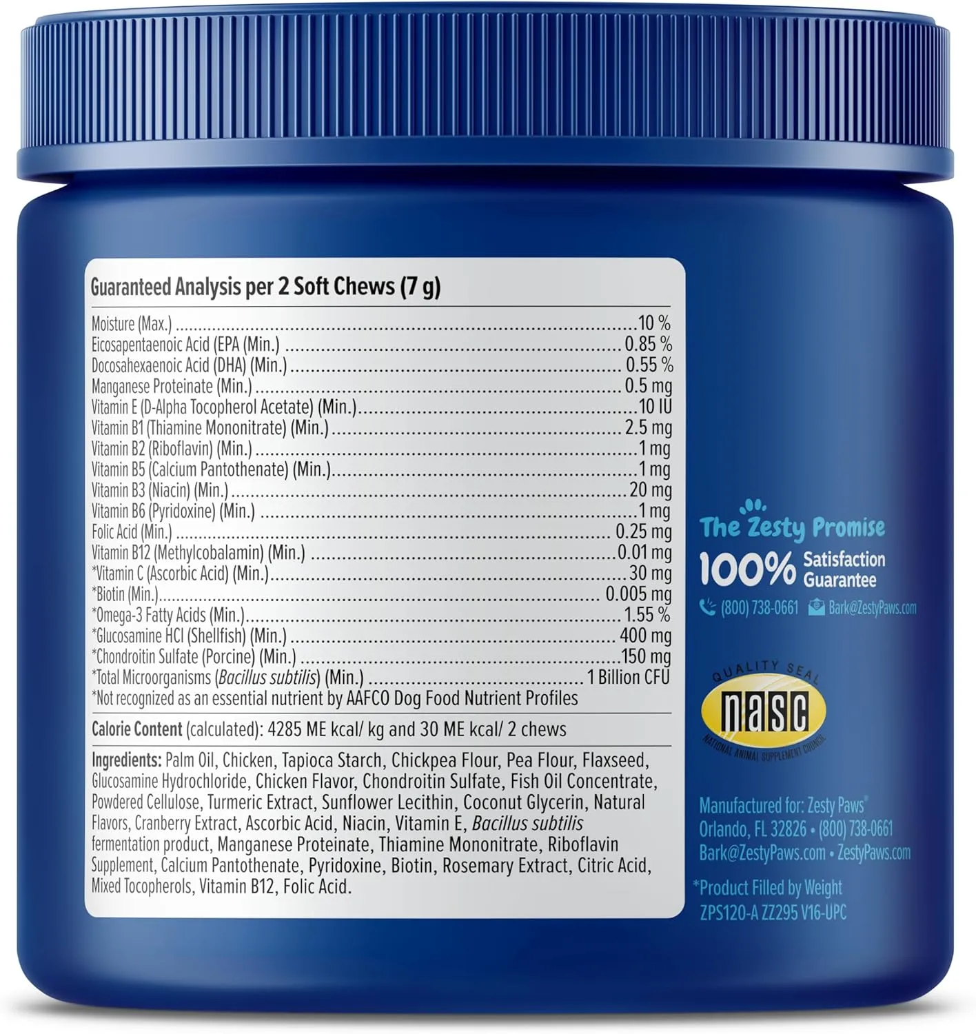 Zesty Paws Senior Dog Multivitamin Treats - Glucosamine for Dogs   Digestive Enzymes & Probiotics - Grain Free Dog Vitamins and Supplements for Skin & Coat   Immune Health Chicken - Advanced - 90ct